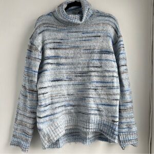 Mexx Blue and Cream Marled Turtleneck Sweater